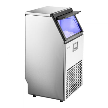 Vevor Ice Maker Commercial Freestanding 100 lbs/24h 26 lbs Storage Stainless Steel New