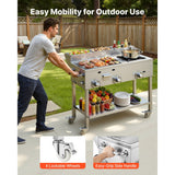 Vevor Griddle Outdoor Propane 3-Burner Stainless Steel Cart with Food Pans and Wheels New