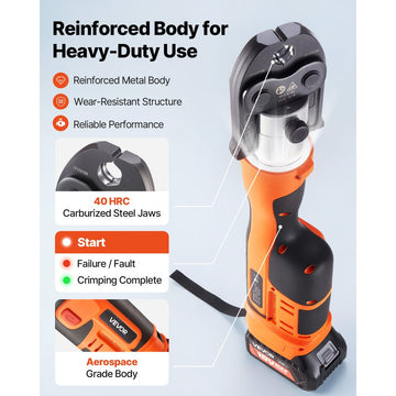 Vevor Press Tool 18V Electric Pipe Crimping Tool with 6 VUS Jaws New