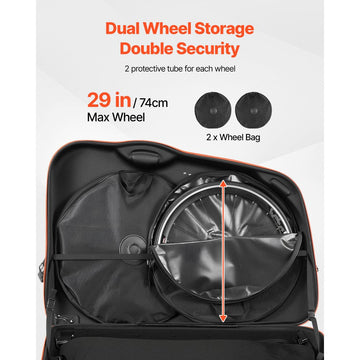 Vevor Bike Travel Case EVA Hard Shell Bicycle Bag w/ TSA Lock & Wheels New