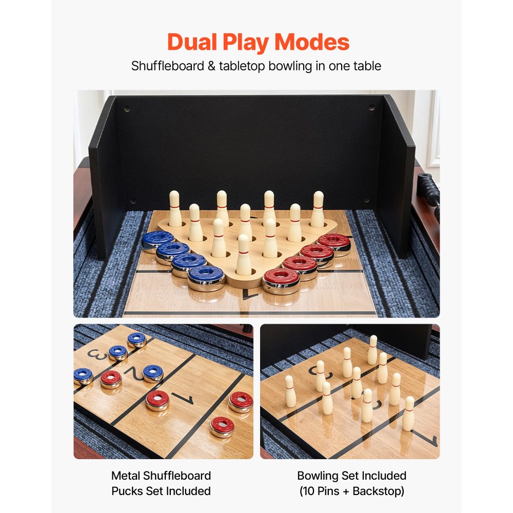 Vevor Shuffleboard Table 12' 2-in-1 Bowling Combo Set New