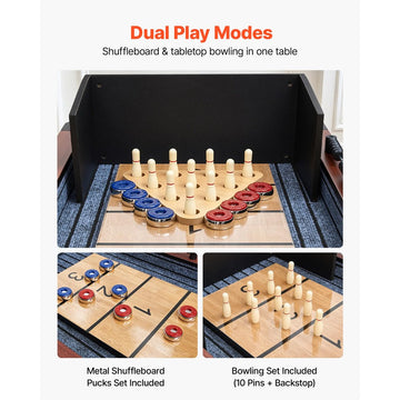 Vevor Shuffleboard Table 12' 2-in-1 Bowling Combo Set New