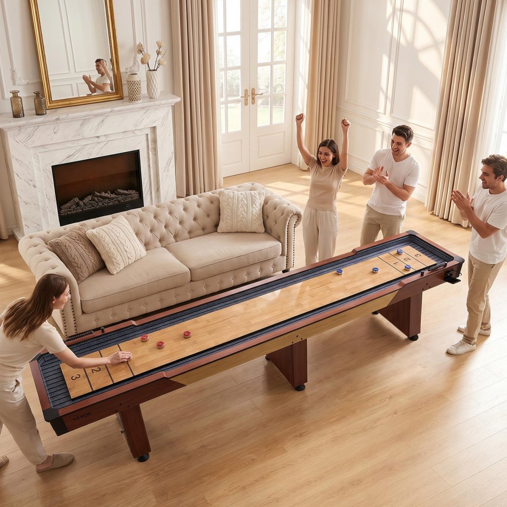 Vevor Shuffleboard Table 12' 2-in-1 Bowling Combo Set New