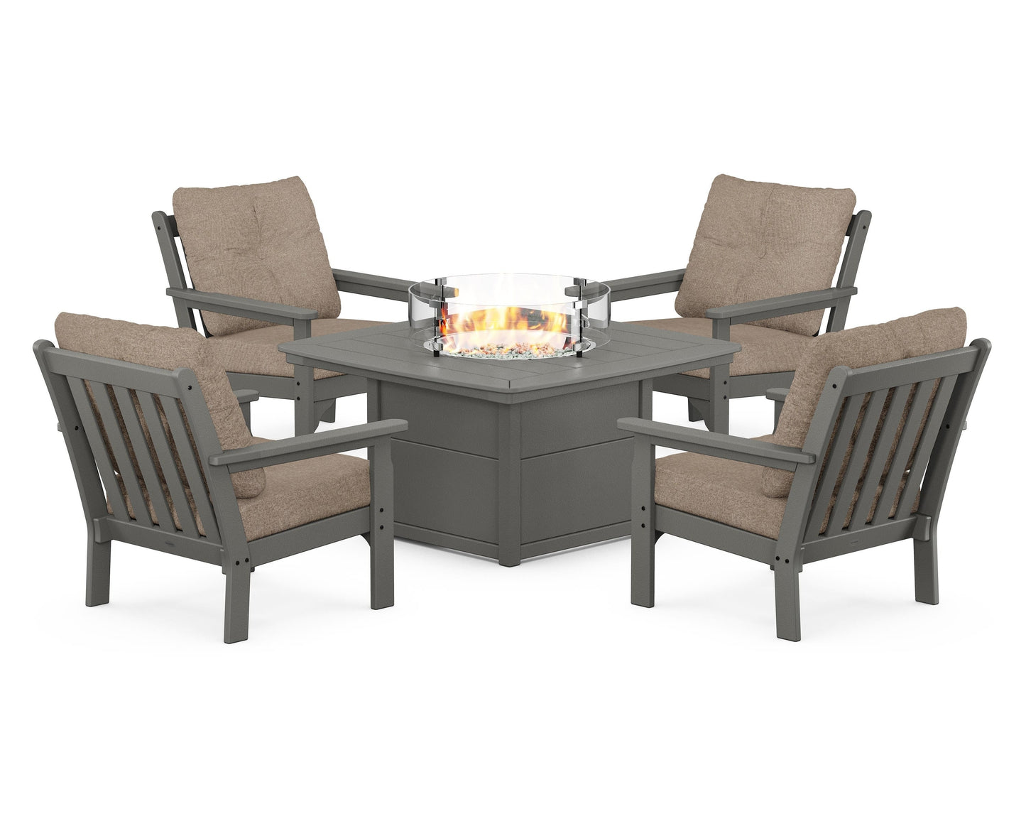 Vineyard 5-Piece Conversation Set with Fire Pit Table