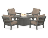 Vineyard 5-Piece Conversation Set with Fire Pit Table