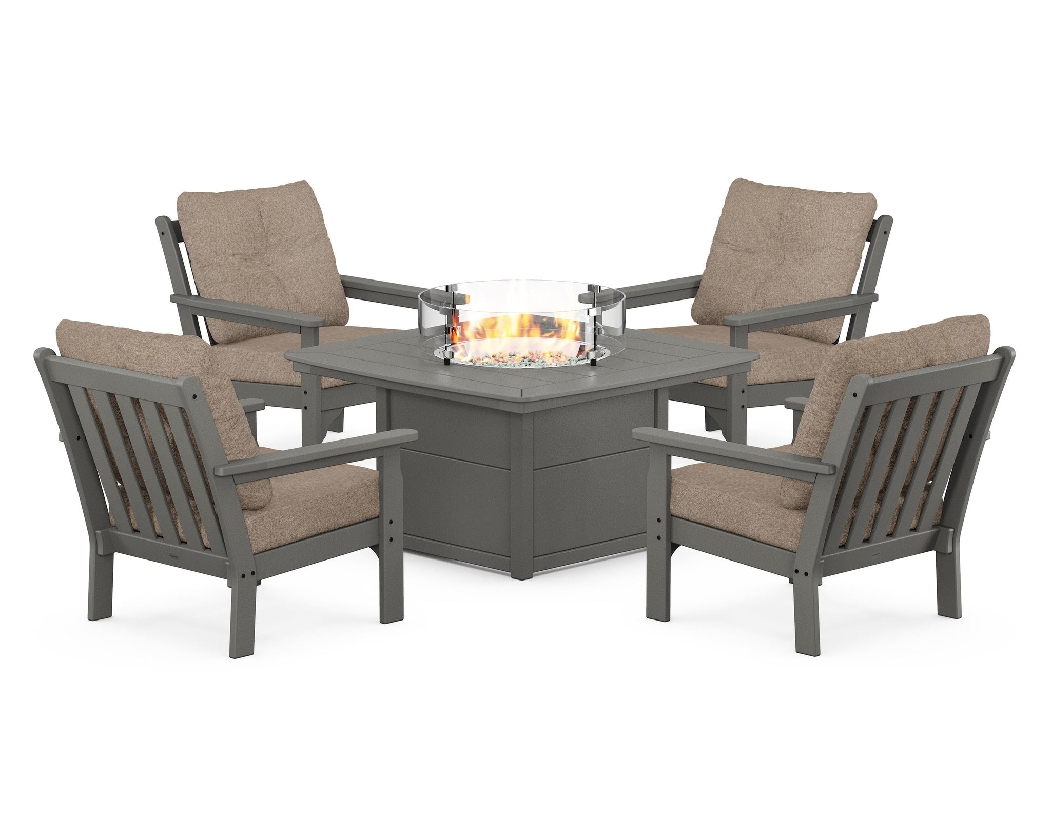 Vineyard 5-Piece Conversation Set with Fire Pit Table