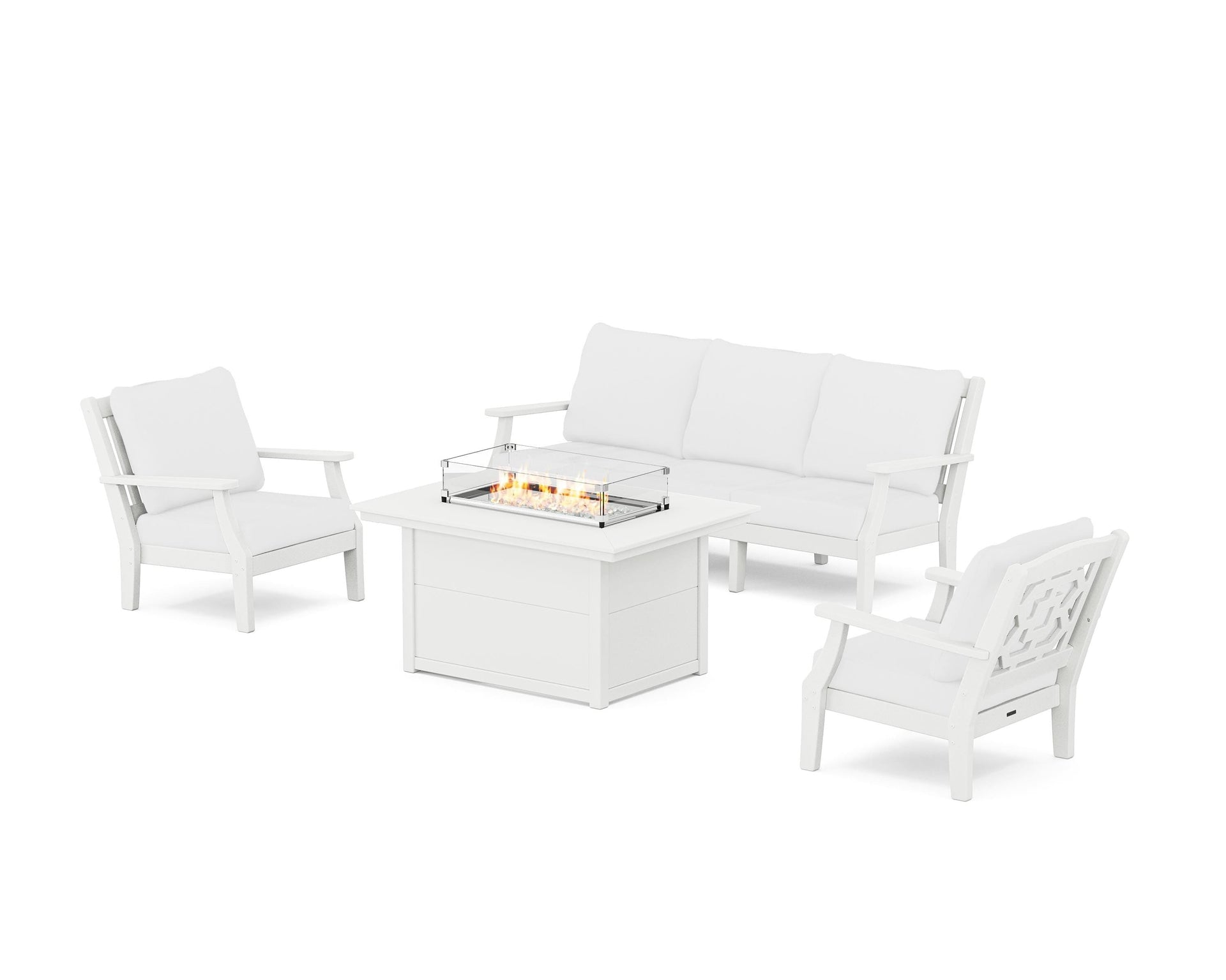 Chinoiserie Deep Seating Fire Pit Table Set