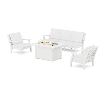 Chinoiserie Deep Seating Fire Pit Table Set