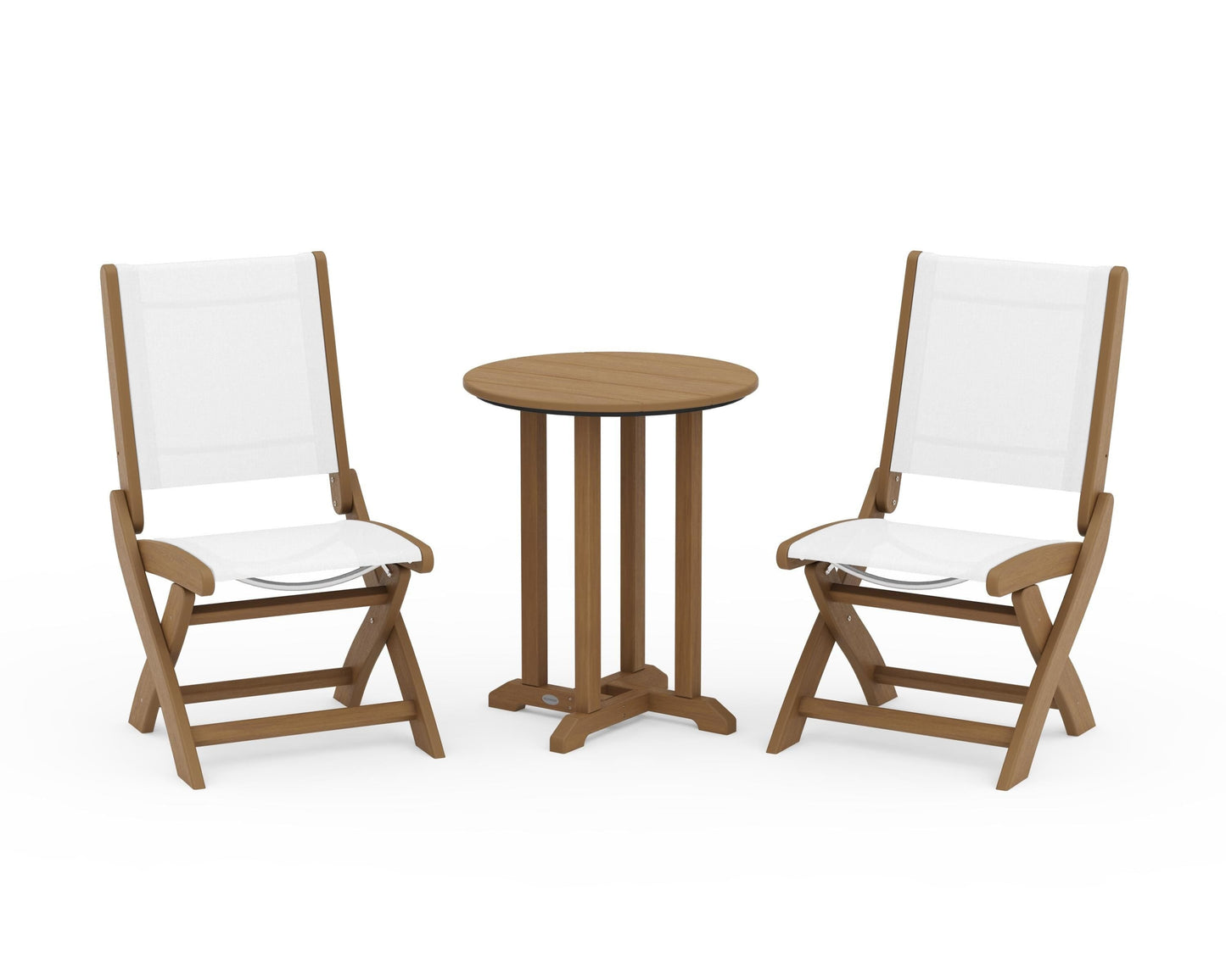Coastal Folding Side Chair 3-Piece Round Bistro Dining Set