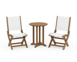 Coastal Folding Side Chair 3-Piece Round Bistro Dining Set