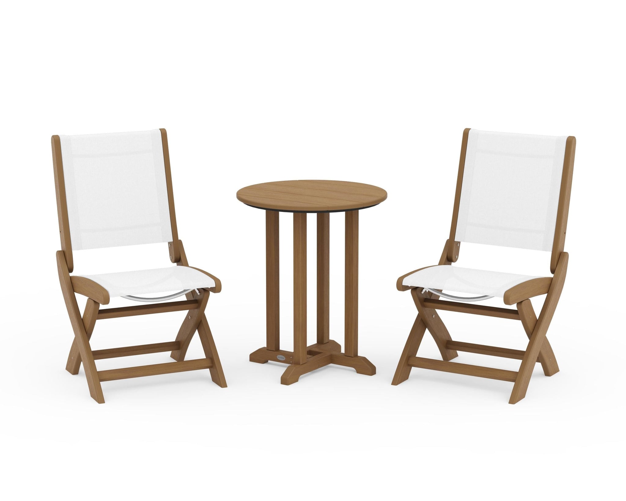 Coastal Folding Side Chair 3-Piece Round Bistro Dining Set