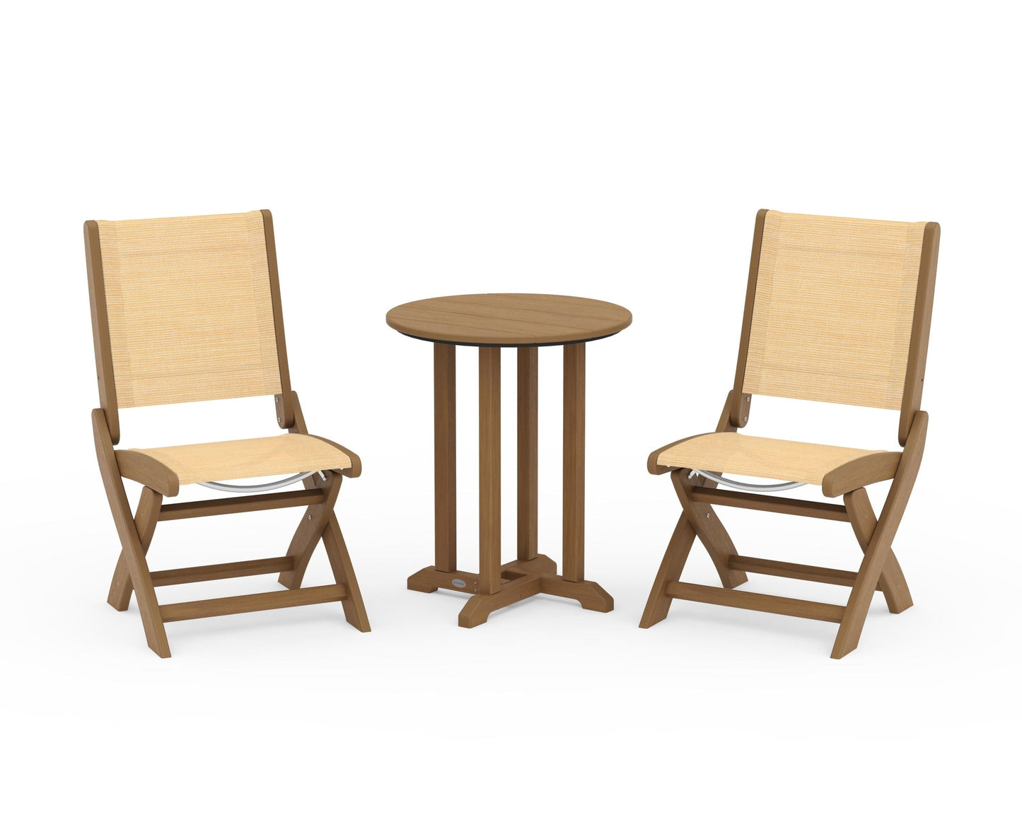 Coastal Folding Side Chair 3-Piece Round Bistro Dining Set