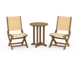 Coastal Folding Side Chair 3-Piece Round Bistro Dining Set