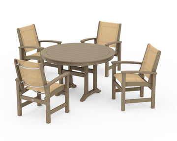 Coastal 5-Piece Round Dining Set with Trestle Legs