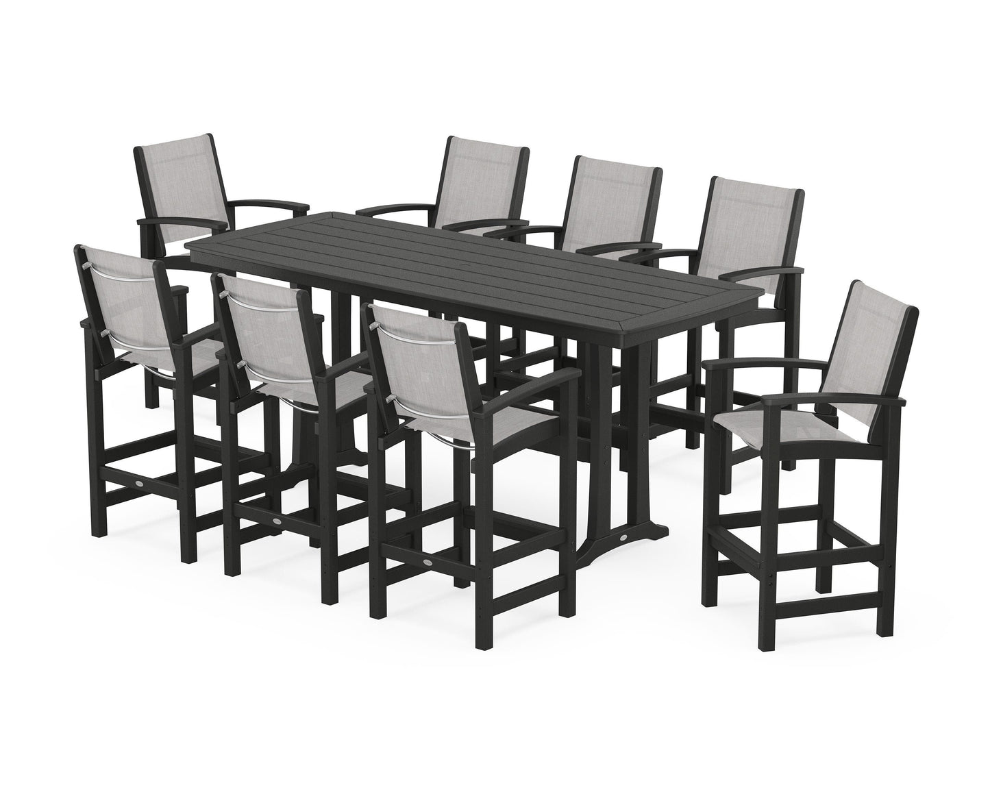 Coastal 9-Piece Bar Set with Trestle Legs