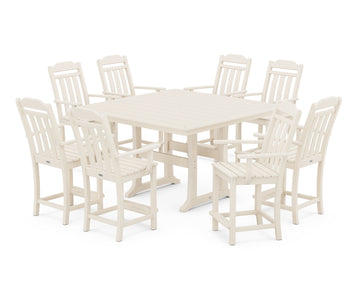Cottage 9-Piece Square Counter Set with Trestle Legs