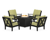 Braxton 5-Piece Deep Seating Conversation Set with Fire Pit Table