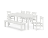 Modern Studio Plaza Chair 7-Piece Parsons Dining Set with Bench