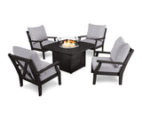 Braxton 5-Piece Deep Seating Conversation Set with Fire Pit Table