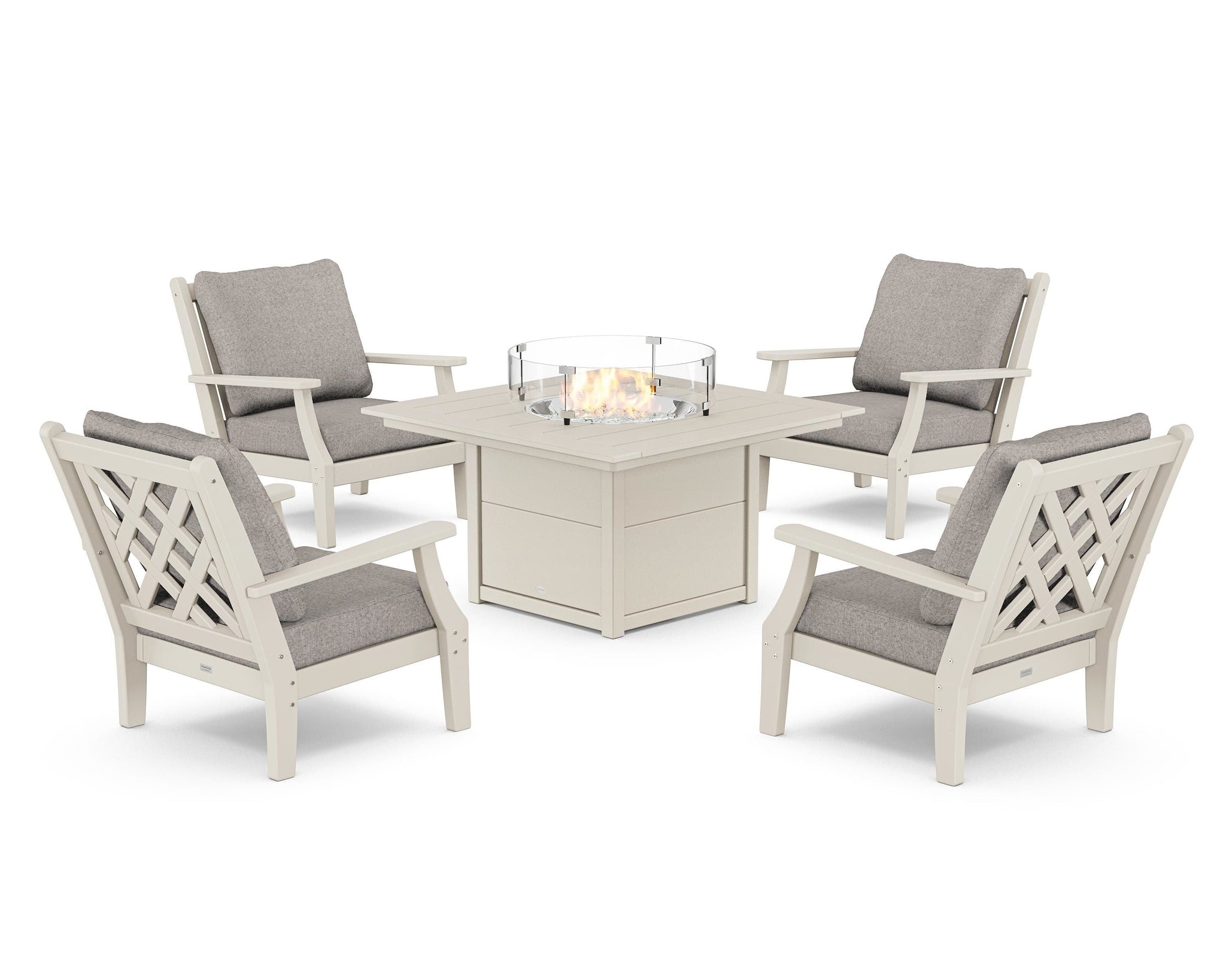 Wovendale 5-Piece Deep Seating Set with Fire Pit Table