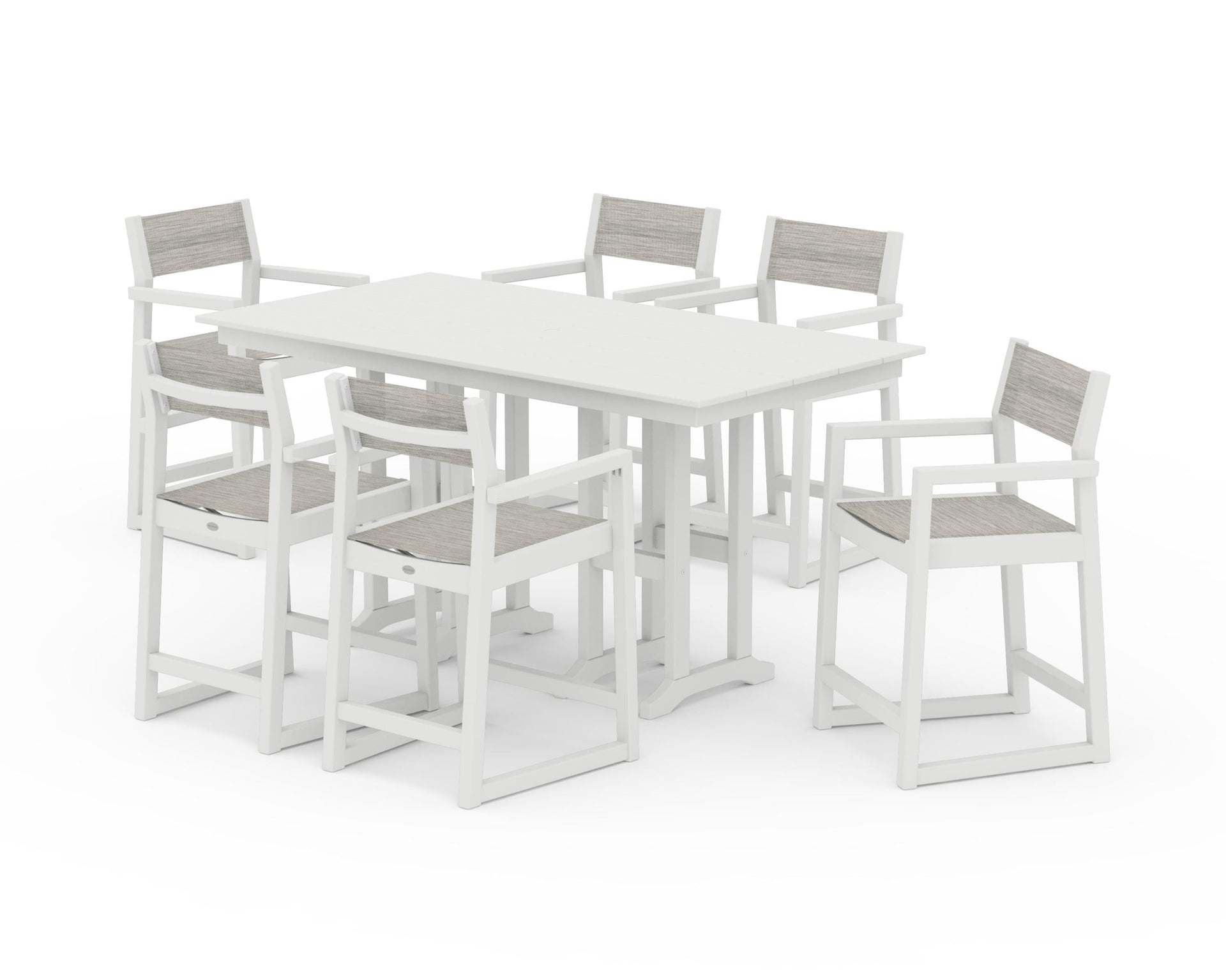 EDGE Sling Arm Chair 7-Piece Farmhouse Counter Set