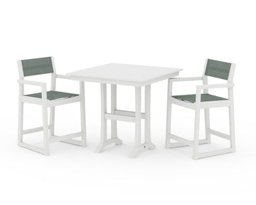 EDGE Sling Arm Chair 3-Piece Farmhouse Counter Set with Trestle Legs