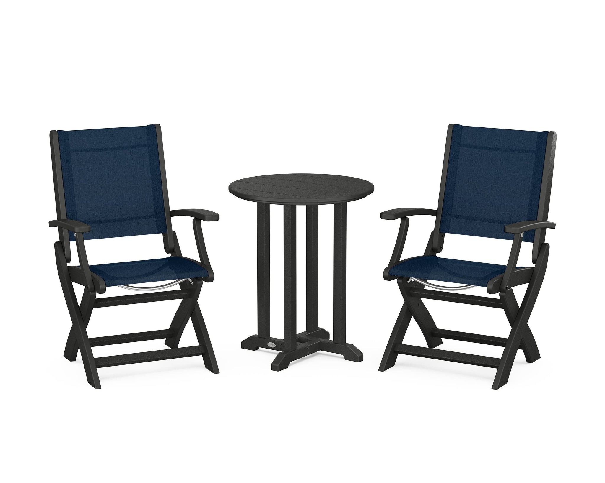 Coastal Folding 3-Piece Round Bistro Dining Set