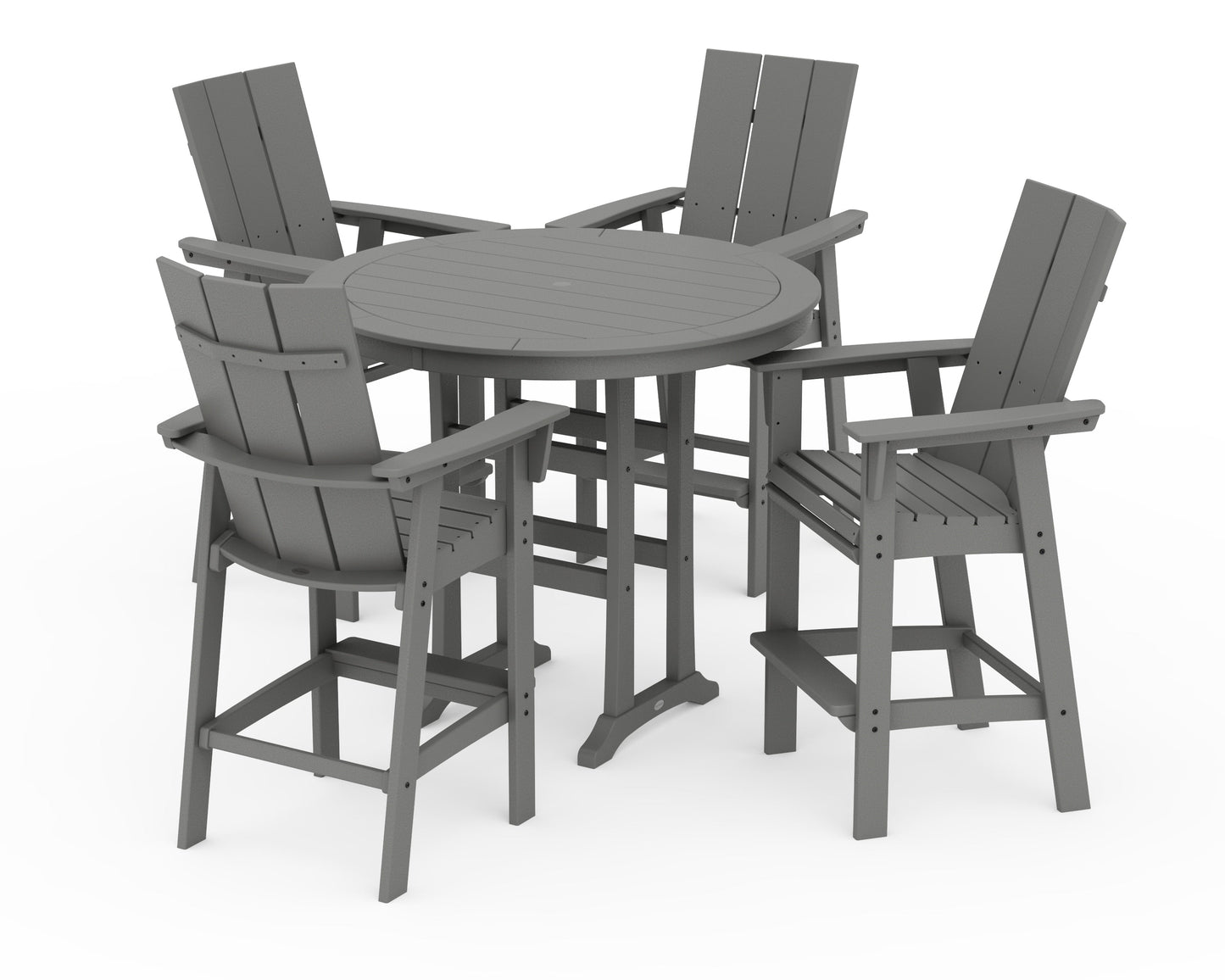 Modern Curveback Adirondack 5-Piece Nautical Trestle Bar Set