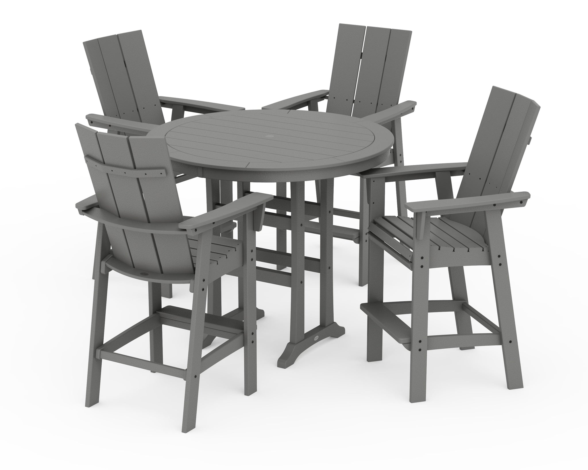 Modern Curveback Adirondack 5-Piece Nautical Trestle Bar Set