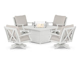 Braxton 5-Piece Deep Seating Swivel Conversation Set with Fire Pit Table