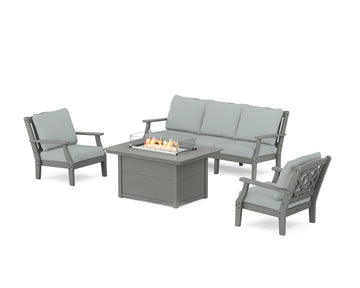 Chinoiserie Deep Seating Fire Pit Table Set