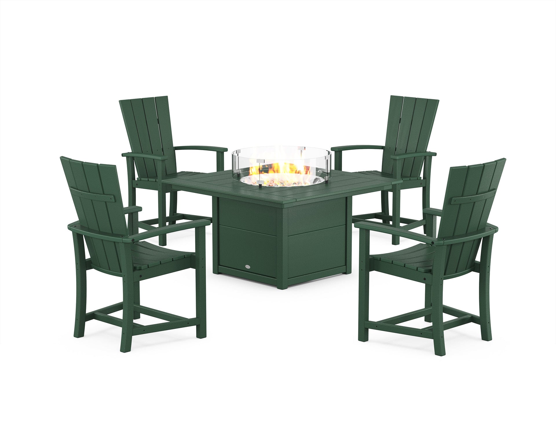 Quattro 4-Piece Upright Adirondack Conversation Set with Fire Pit Table