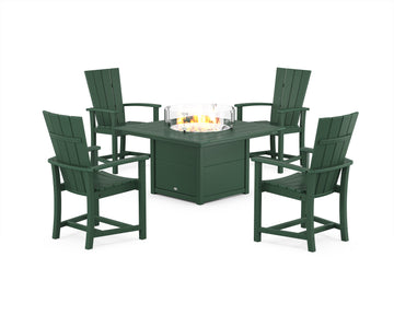 Quattro 4-Piece Upright Adirondack Conversation Set with Fire Pit Table