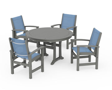 Coastal 5-Piece Round Dining Set with Trestle Legs