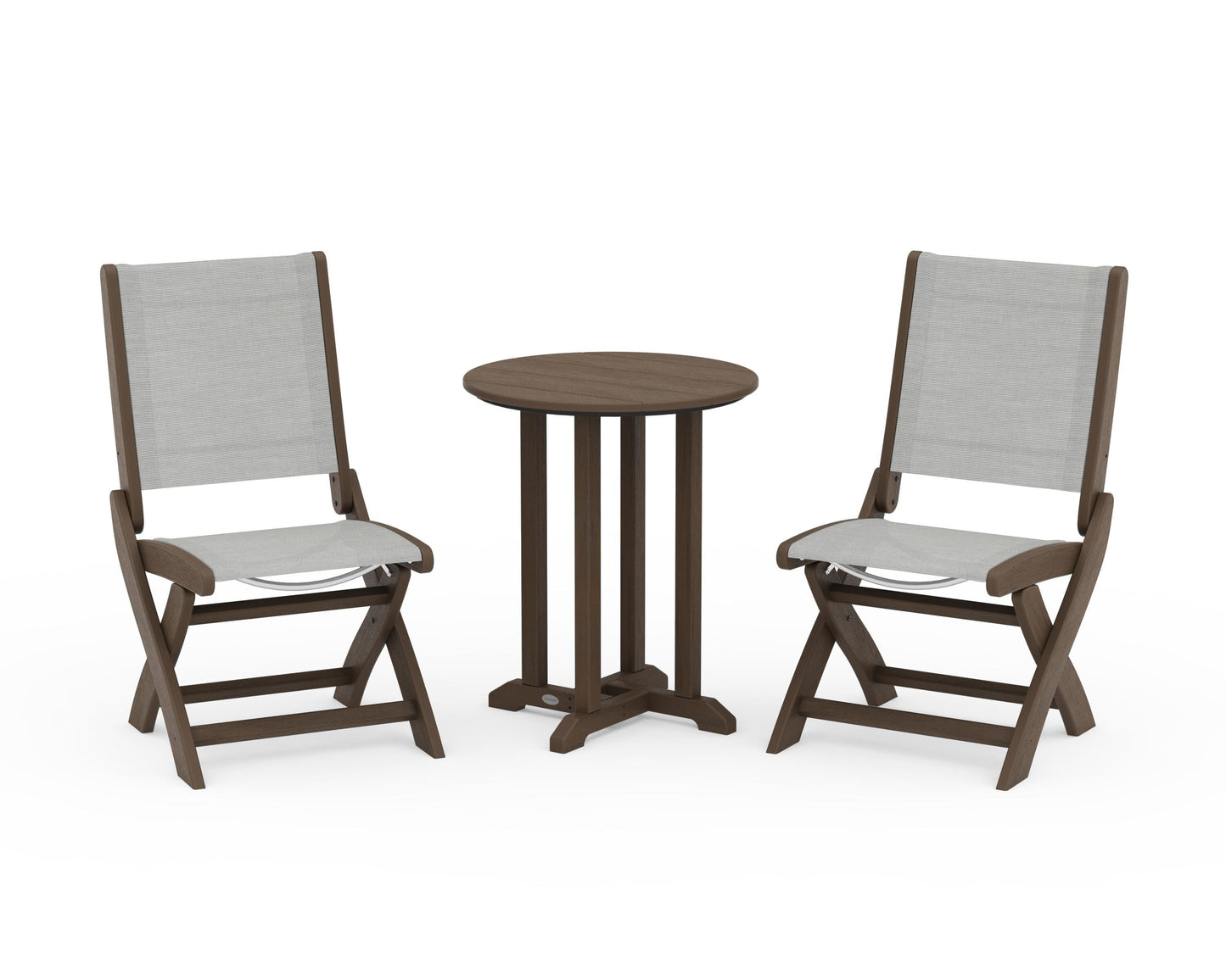 Coastal Folding Side Chair 3-Piece Round Bistro Dining Set