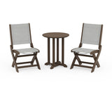 Coastal Folding Side Chair 3-Piece Round Bistro Dining Set