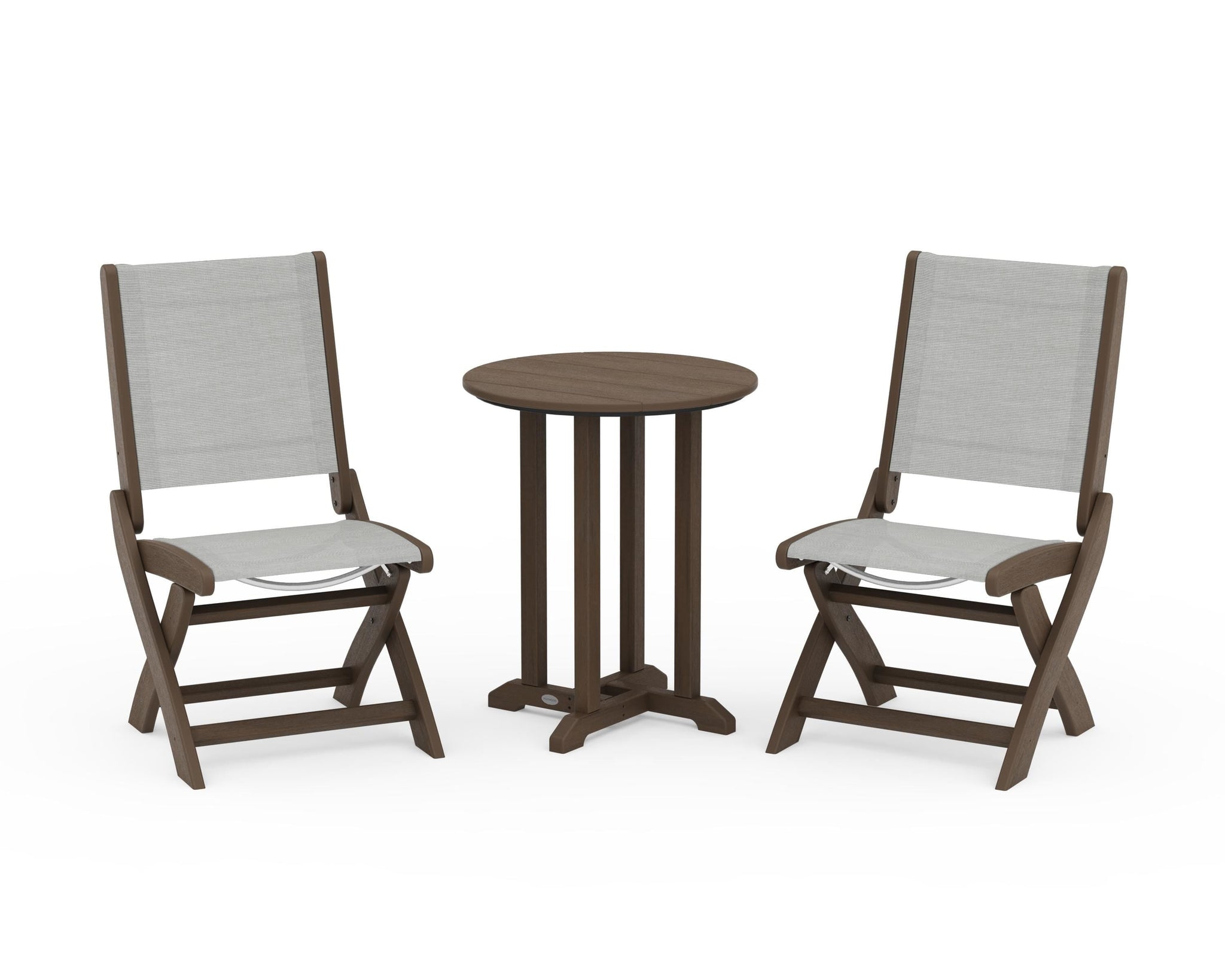 Coastal Folding Side Chair 3-Piece Round Bistro Dining Set