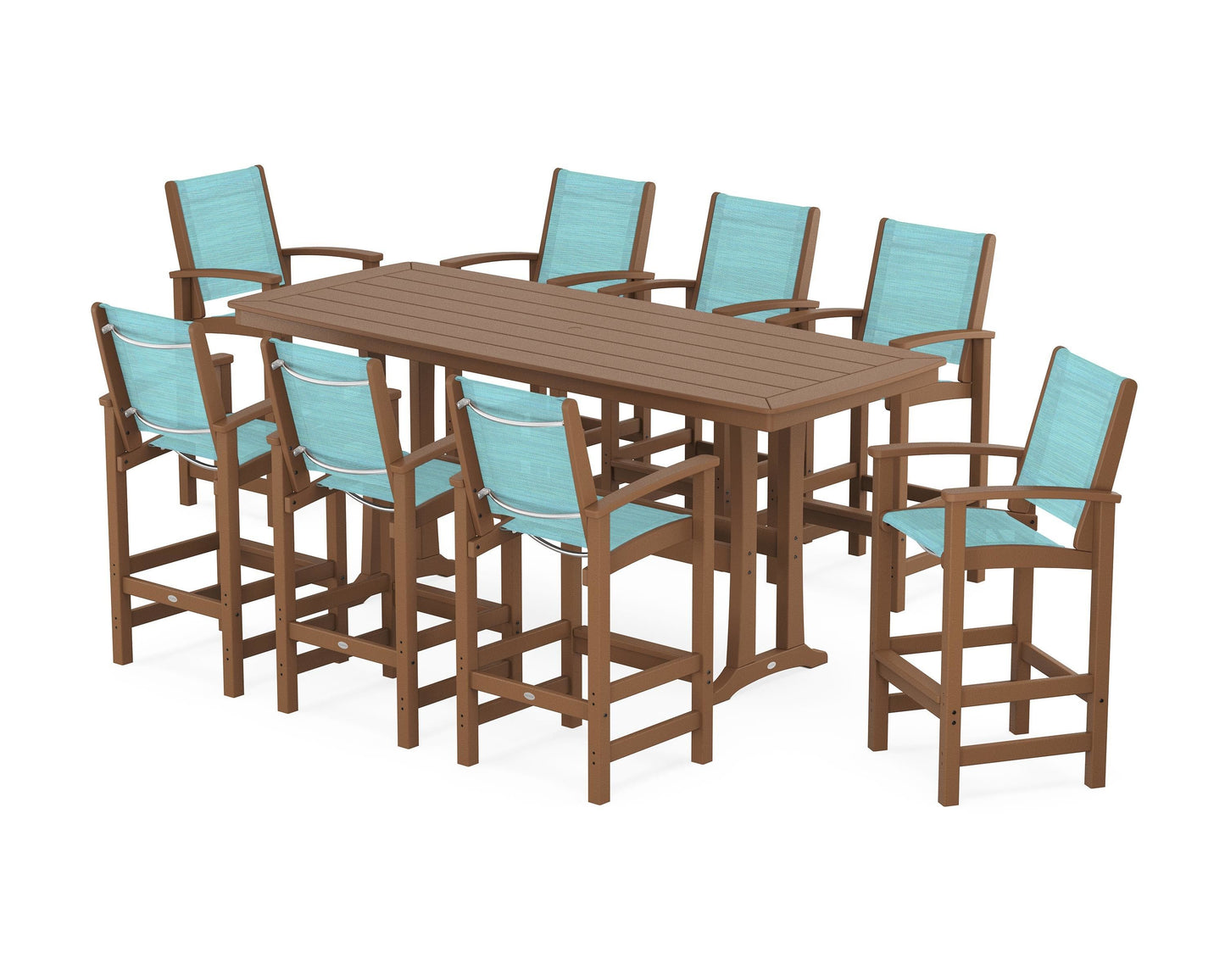 Coastal 9-Piece Bar Set with Trestle Legs