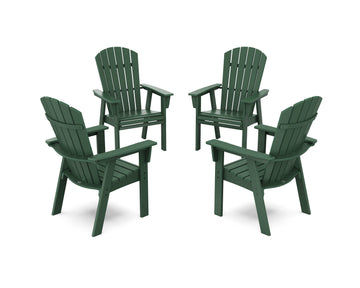 Nautical 4-Piece Curveback Upright Adirondack Conversation Set