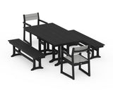 EDGE Sling Arm Chair 5-Piece Farmhouse Dining Set with Benches