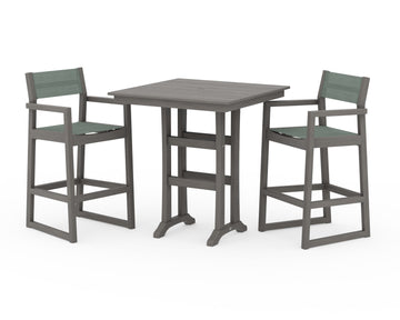 EDGE Sling Arm Chair 3-Piece Farmhouse Bar Set with Trestle Legs