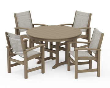 Coastal 5-Piece Round Farmhouse Dining Set