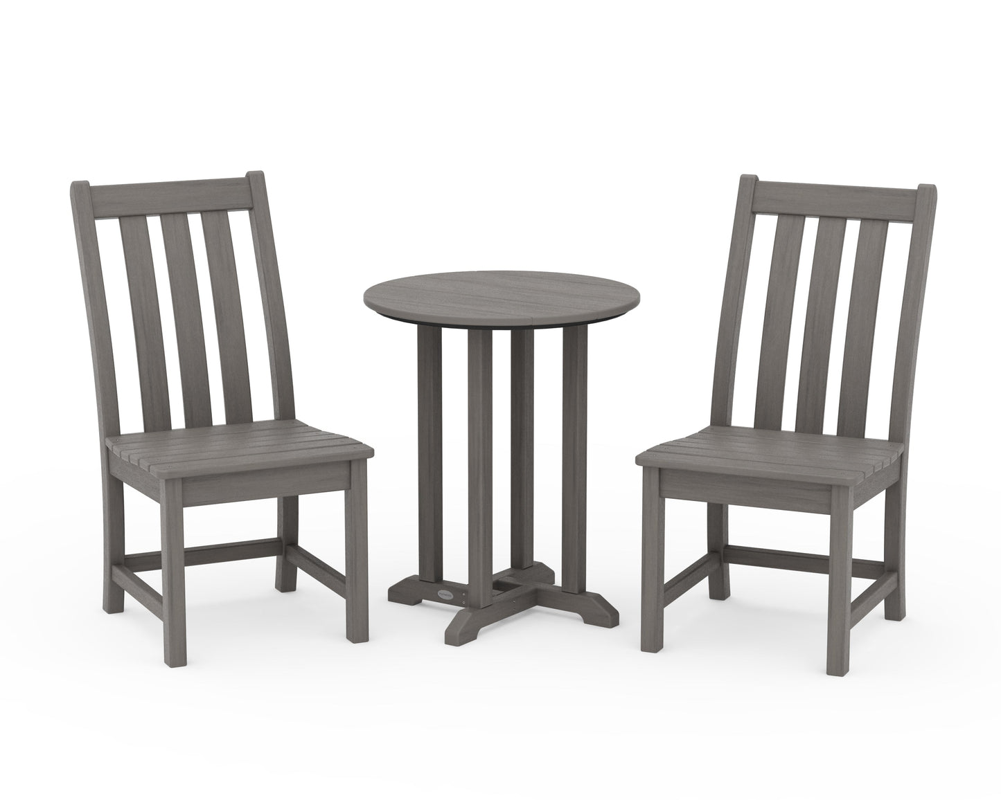 Vineyard Side Chair 3-Piece Round Bistro Dining Set