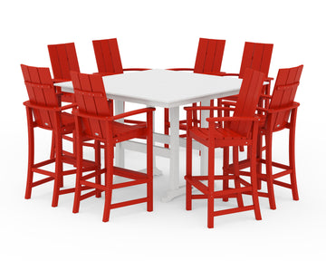 Modern Adirondack 9-Piece Farmhouse Trestle Bar Set