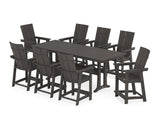 Modern Curveback Adirondack 9-Piece Farmhouse Counter Set with Trestle Legs