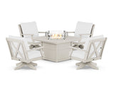 Braxton 5-Piece Deep Seating Swivel Conversation Set with Fire Pit Table
