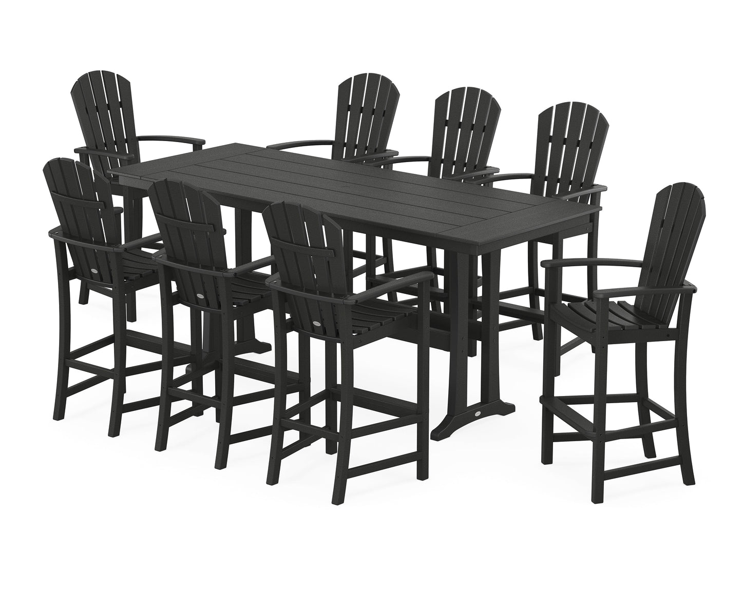 Palm Coast 9-Piece Farmhouse Bar Set with Trestle Legs