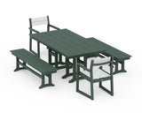 EDGE Sling Arm Chair 5-Piece Farmhouse Dining Set with Benches