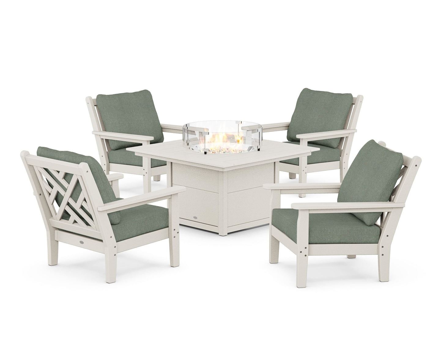 Chippendale 5-Piece Deep Seating Set with Fire Pit Table