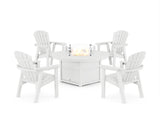 Seashell 4-Piece Upright Adirondack Conversation Set with Fire Pit Table